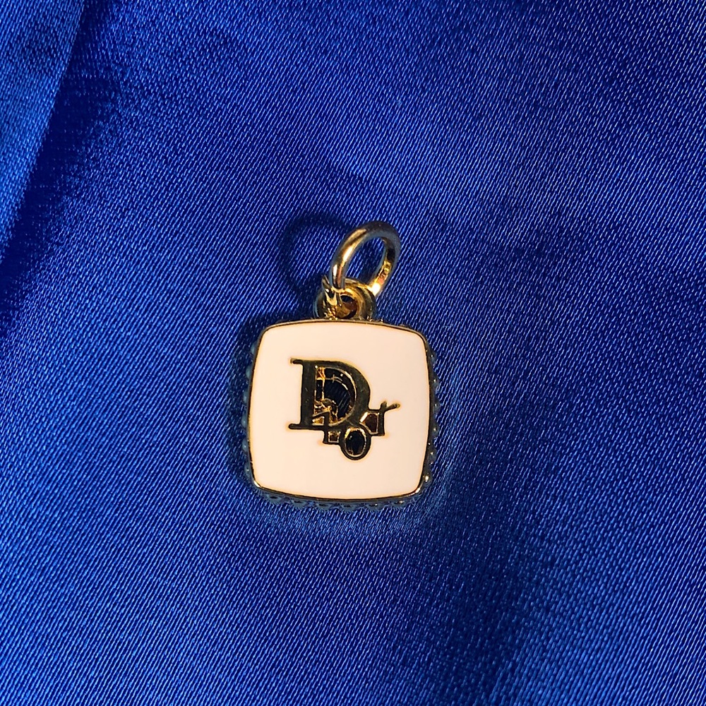 Classy white and gold Upcycled Christian Dior charm